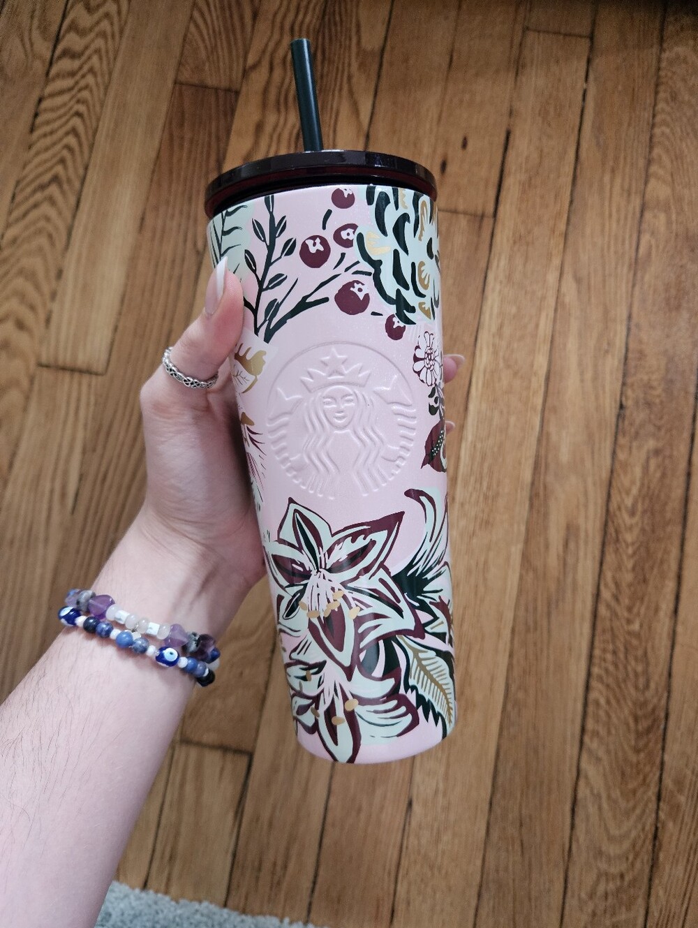 Starbucks Holiday 2022 Pink Enchanted Forest Stainless Steel Tumbler (24 oz) - Picture 2 of 7